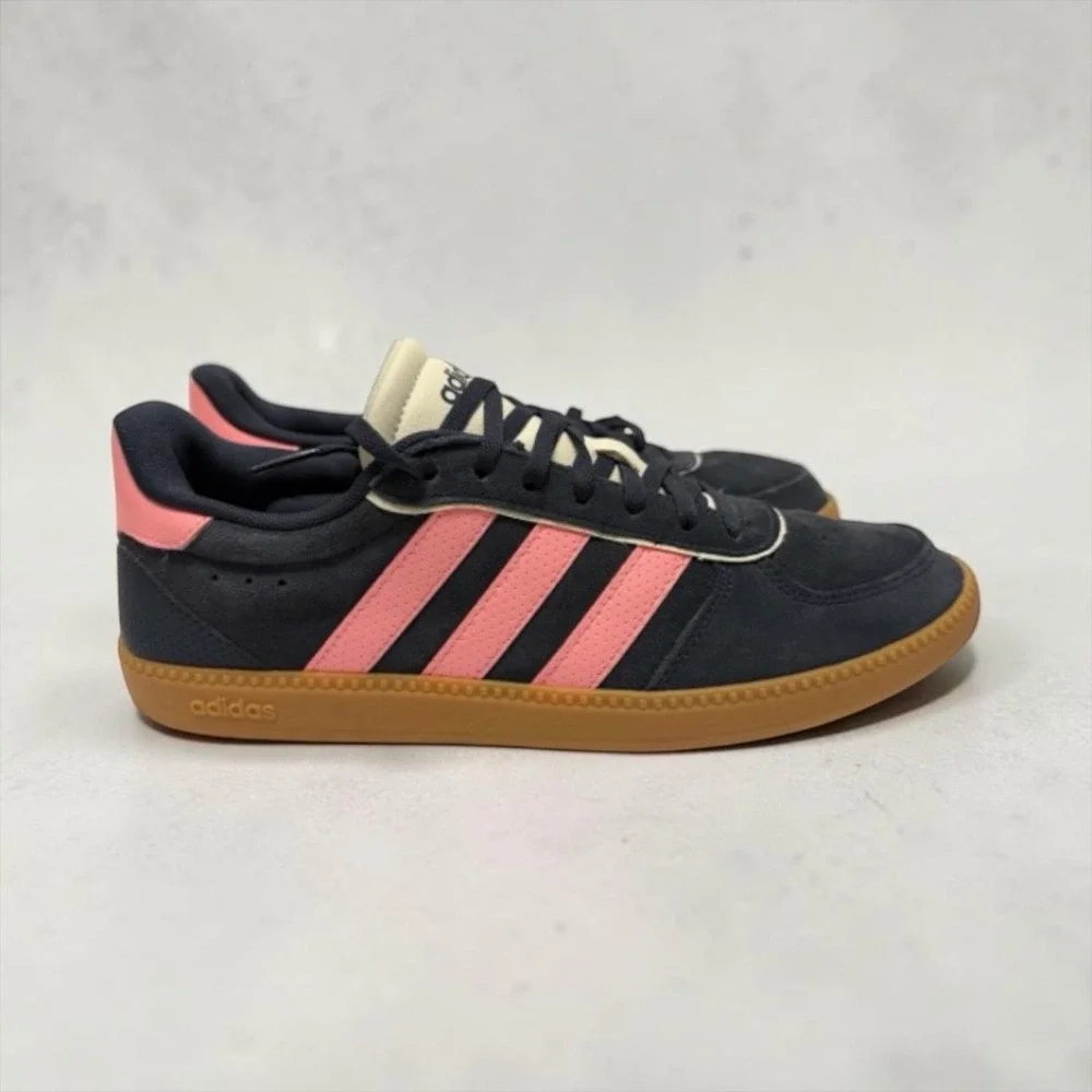 Adidas VL Court 2.0 Navy Pink Suede Gum Sole Sneakers Womens 9.5